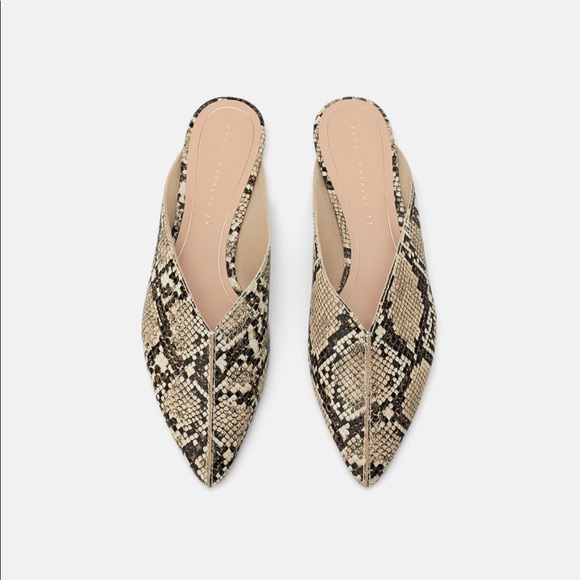 zara snakeskin mules